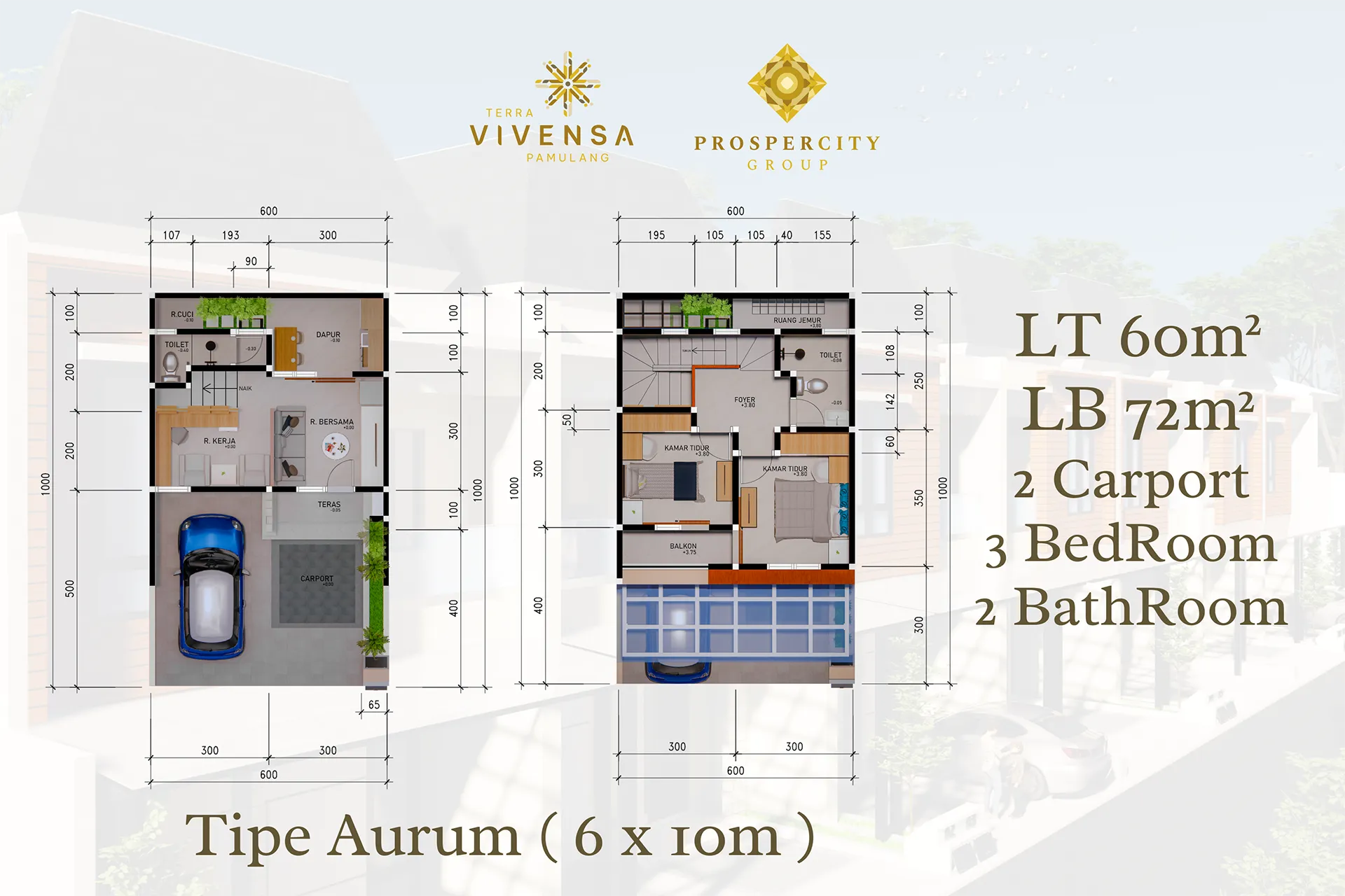 Terra Vivensa Floor Plan - Tipe Aurum