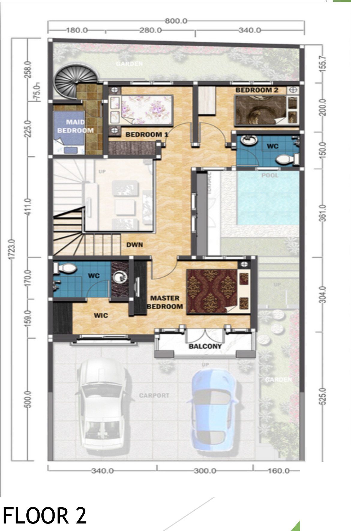 Floor plan The Leaves Townhouse Bintaro 2nd floor